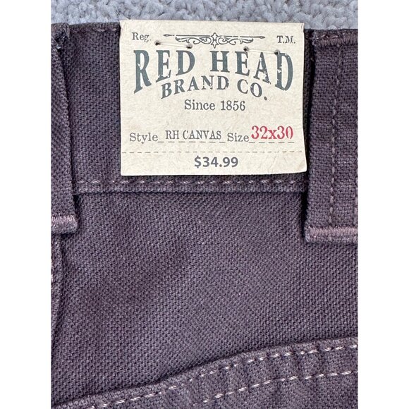Red Head New Canvas Dark Brown Work Pants 32x30 Mens Durable Canvas Pant - Picture 10 of 10